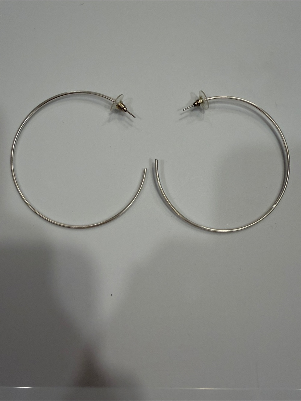 Silver Hoop Earrings - Classic Thin Hoop Pair